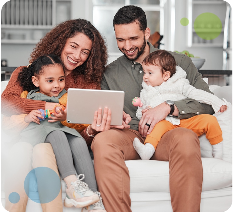 a family on a laptop